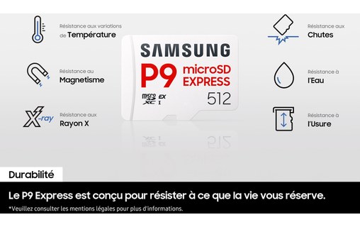 Carte microSDXC Samsung P9 Express 256 Go, UHS-I, V30