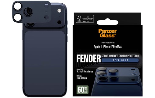 Protection caméra pour iPhone 17 Pro Max Bleu Intense - PanzerGlass Fender