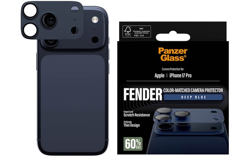 Protection caméra pour iPhone 17 Pro Bleu Intense - PanzerGlass Fender