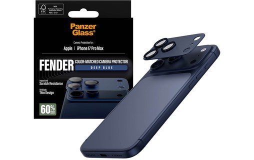 Protection caméra pour iPhone 17 Pro Max Bleu Intense - PanzerGlass Fender