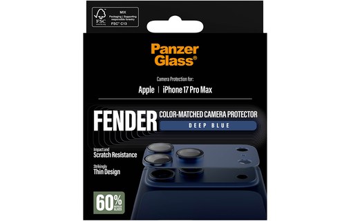 Protection caméra pour iPhone 17 Pro Max Bleu Intense - PanzerGlass Fender