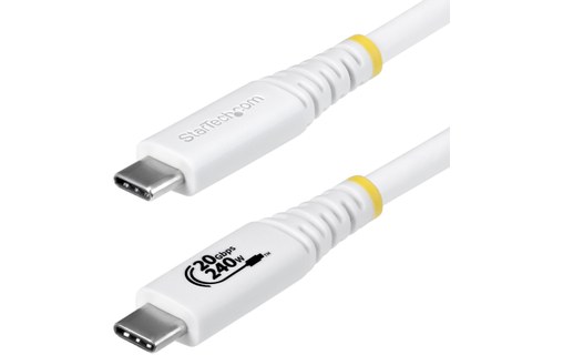 Câble USB-C - StarTech - 240 W 4K 20 Gbit/s - USB 4 - 2 m - Blanc