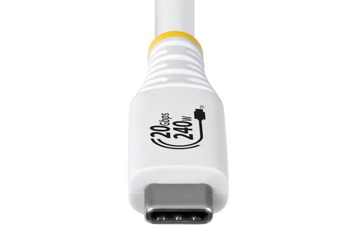 Câble USB-C - StarTech - 240 W 4K 20 Gbit/s - USB 4 - 2 m - Blanc