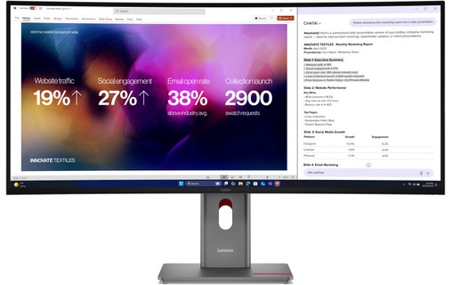 Écran Incurvé 39,7" Lenovo ThinkVision P40WD-40 - 120 Hz USB-C