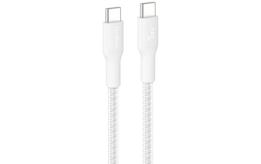 Câble à gaine tressée USB-C - Belkin BoostCharge Pro - 240 W - 3 m - Blanc