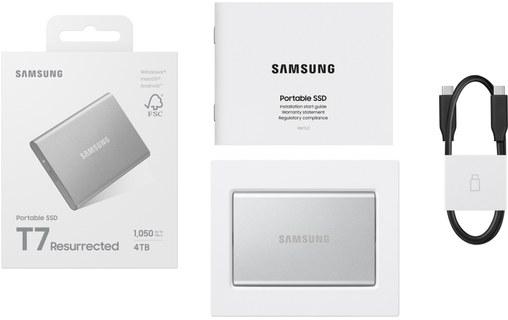 Samsung T7 Resurrected 4 To - Argent - SSD externe USB-C