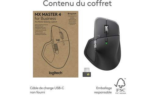 Souris sans fil Logitech MX Master 4 for Business - Graphite - Ergonomique