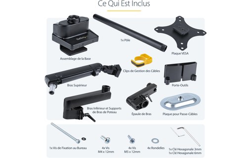 StarTech.com Bras pour écran PC - Articulé - Bras support écran PC avec 2x USB p