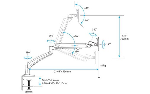 StarTech.com Bras articulé slim pour moniteur avec gestion de câbles - Support d