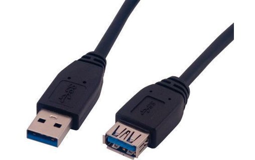 Rallonge MCL USB-A vers USB-A femelle - 1 m - Noir