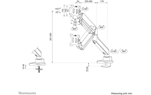 Support écran de bureau - 1 écran - Noir - Neomounts DS70-450BL1