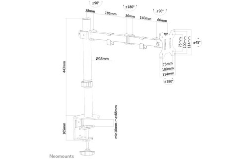Support écran de bureau - 1 écran - Noir - Neomounts FPMA-D550BLACK