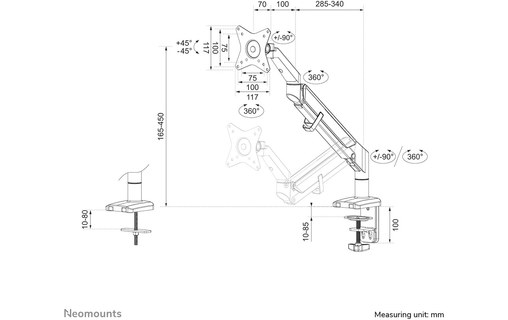 Bras articulé - 1 écran - Noir - Neomounts DS70-810BL1