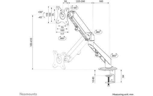 Support écran de bureau - 1 écran - Noir - Neomounts DS70-700BL1