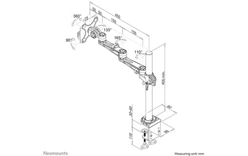 Bras articulé - 1 écran - Argent - Neomounts FPMA-D935