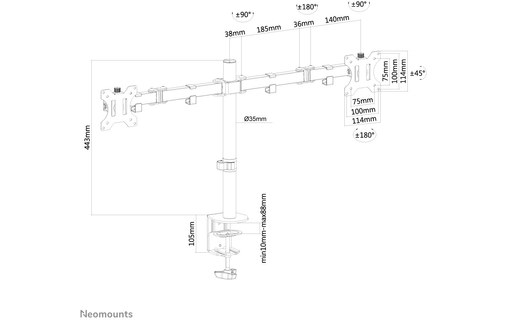 Neomounts FPMA-D550DBLACK Support d'écran à fixer 10-32"
