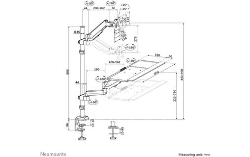 Support écran de bureau - 1 écran - Noir - Neomounts DS90-325BL1