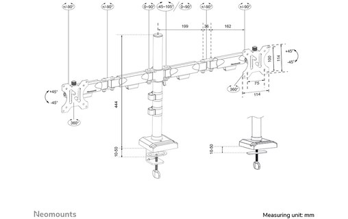 Bras articulé - 2 écrans - Noir - Neomounts DS60-600BL2
