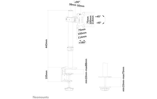 Bras articulé - 1 écran - Noir - Neomounts FPMA-D510BLACK