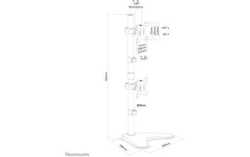 Support écran de bureau - 2 écrans - Noir - Neomounts FPMA-D550DDVBLACK