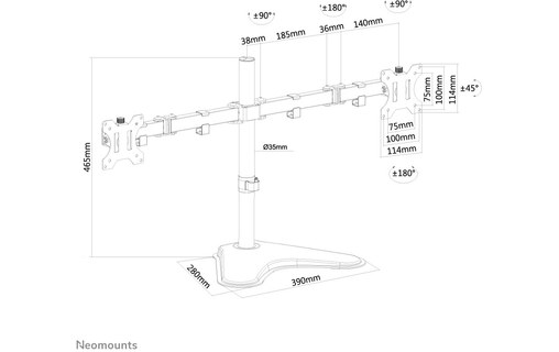 Support écran de bureau - 2 écrans - Noir - Neomounts FPMA-D550DDBLACK