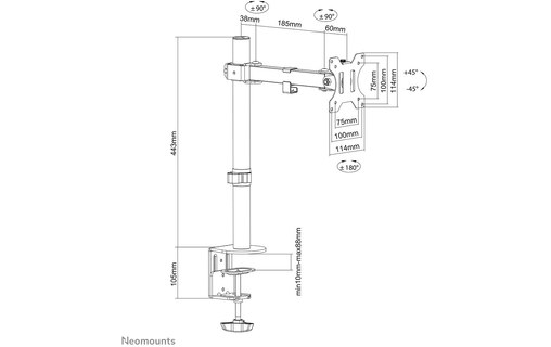 Bras articulé - 1 écran - Noir - Neomounts FPMA-D540BLACK