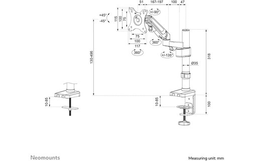Support écran de bureau - 1 écran - Noir - Neomounts DS70-750BL1