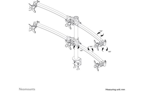 Support écran de bureau - 6 écrans - Noir - Neomounts FPMA-D700D6