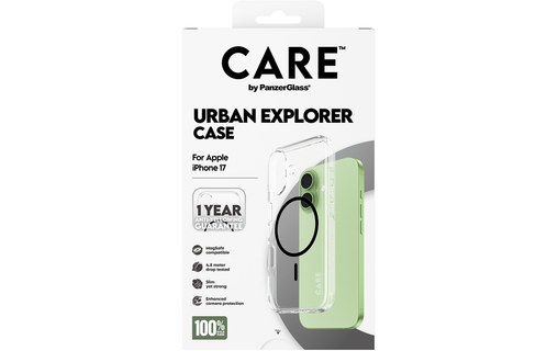 Coque MagSafe pour iPhone 17 - PanzerGlass CARE Urban Explorer - Transparente