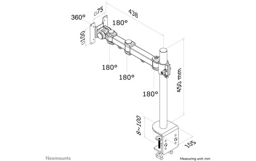 Bras articulé - 1 écran - Noir - Neomounts FPMA-D960