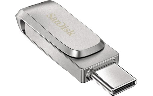 Clé USB-C et USB-A SanDisk Ultra Dual Drive Luxe 2 To - Argent - USB 3.2