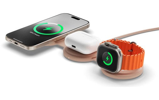 Chargeur MagSafe Pliable pour iPhone - Satechi OntheGo 3-en-1 - Rose