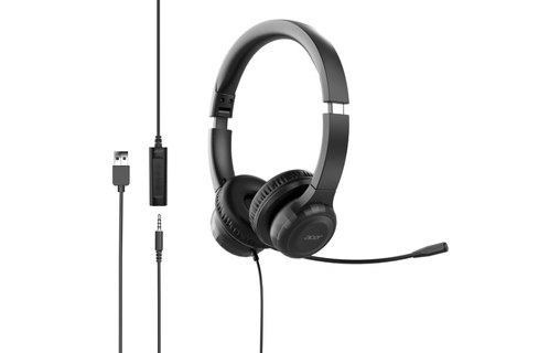 Micro-casque Acer AHW154 Stéréo, Noir - Jack 3,5 mm, USB