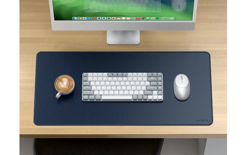 Tapis de bureau Satechi premium en cuir végan - Bleu