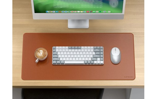 Tapis de bureau Satechi premium en cuir végan - Brun