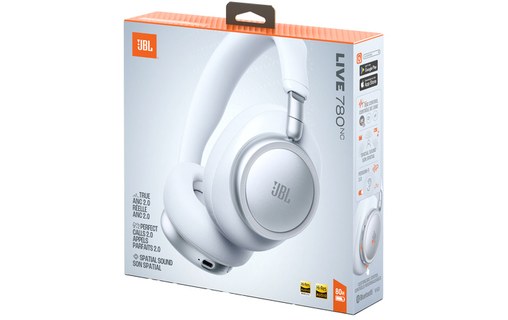 Casque Bluetooth JBL Live 780NC, Blanc