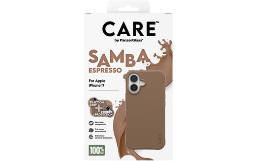 Coque MagSafe pour iPhone 17 - PanzerGlass CARE Samba - Brune