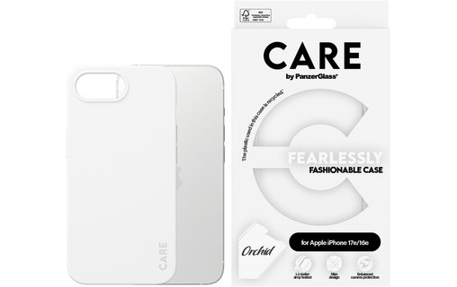 Coque pour iPhone 17e - PanzerGlass CARE White Orchid - Blanche