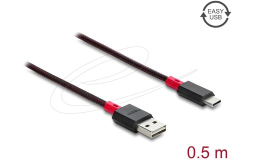 Câble USB-A vers USB-C - Delock - 50 cm - Noir
