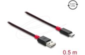 Câble USB-A vers USB-C - Delock - 50 cm - Noir