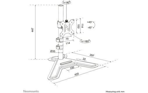 Support écran de bureau - 1 écran - Noir - Neomounts DS45-600BL1