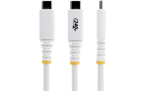 Câble USB-C - StarTech - 240 W - 1 m - Nylon - Blanc