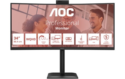Écran Incurvé 34" AOC E4 CU34E4CW - 120 Hz USB-C