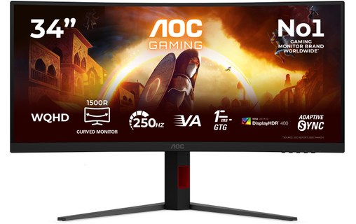 Écran Incurvé 34" AOC G4 CU34G4ZCA - 250 Hz USB-C