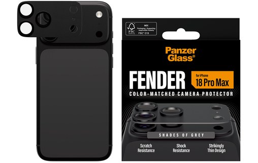 Protection caméra pour iPhone 18 Pro Max - PanzerGlass Fender - Gris