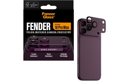 Protection caméra pour iPhone 18 Pro Max - PanzerGlass Fender - Bordeaux