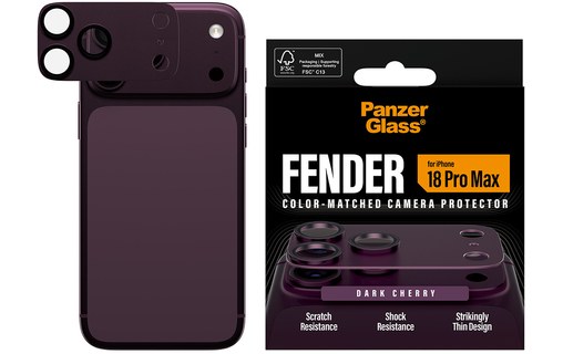 Protection caméra pour iPhone 18 Pro Max - PanzerGlass Fender - Bordeaux