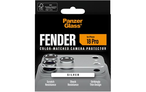 Protection caméra pour iPhone 18 Pro - PanzerGlass Fender - Argent
