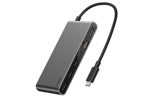 Station d'accueil USB-C - Belkin Connect - 8 ports avec Ethernet - Gris