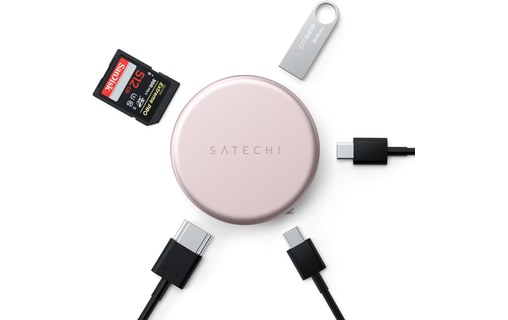Hub USB-C Satechi OntheGo 5-en-1 - Magnétique - Rose poudré